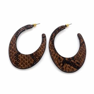 Brown Patterned Hoop Earrings